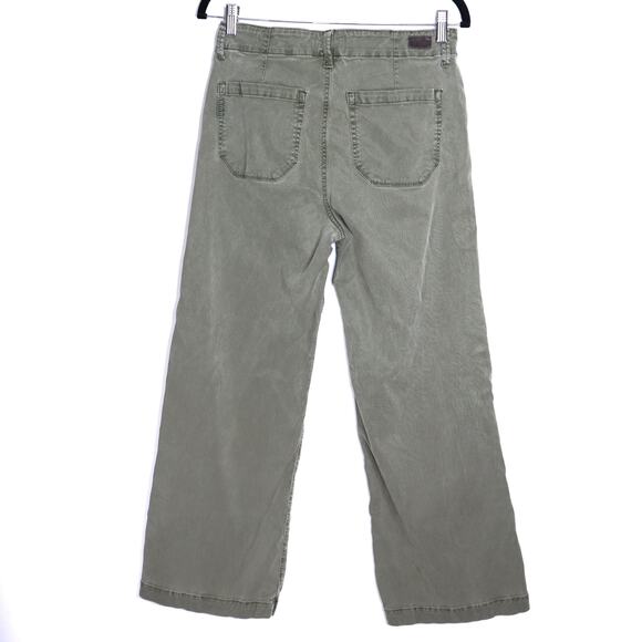 PAIGE Carly Wide Leg Jeans High Rise Washed Light Olive 4 Pocket Women's 27 - Picture 3 of 12